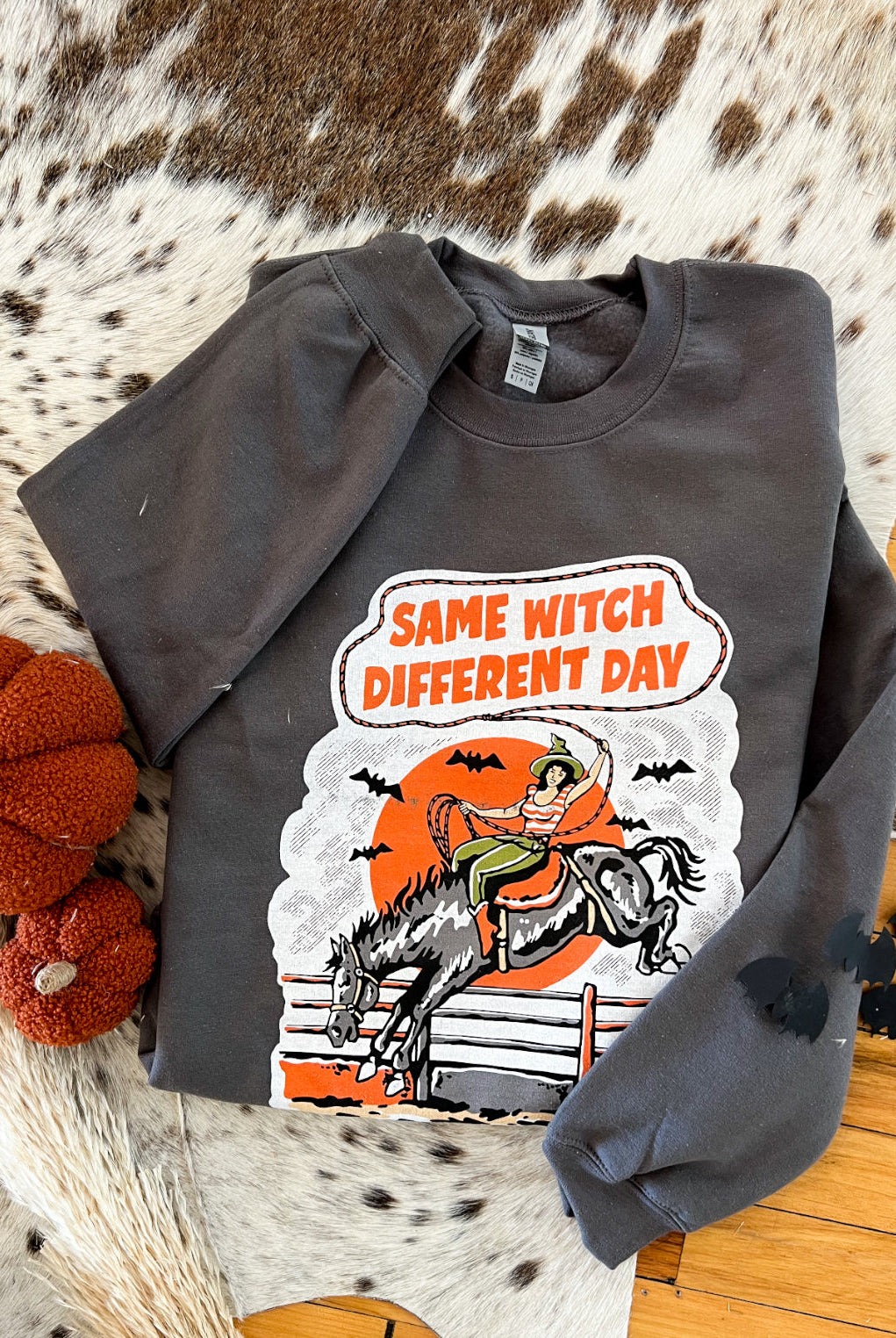Same Witch Halloween Graphic Design Tee or Sweatshirt (charcoal)