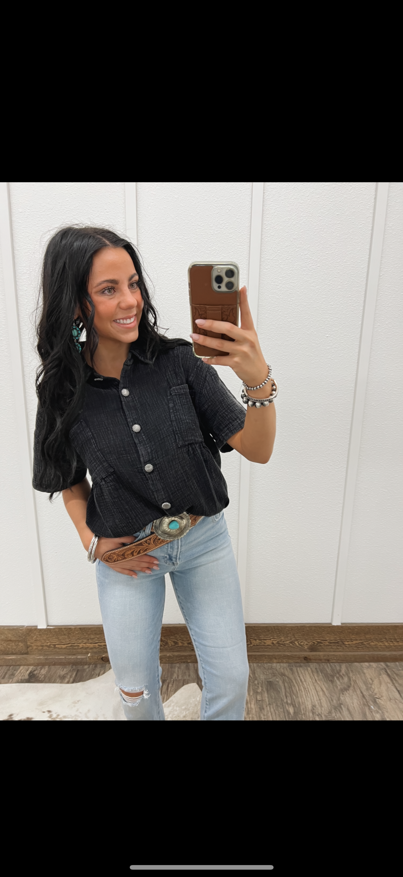 Wanna Be Button Up Top (Black) Top