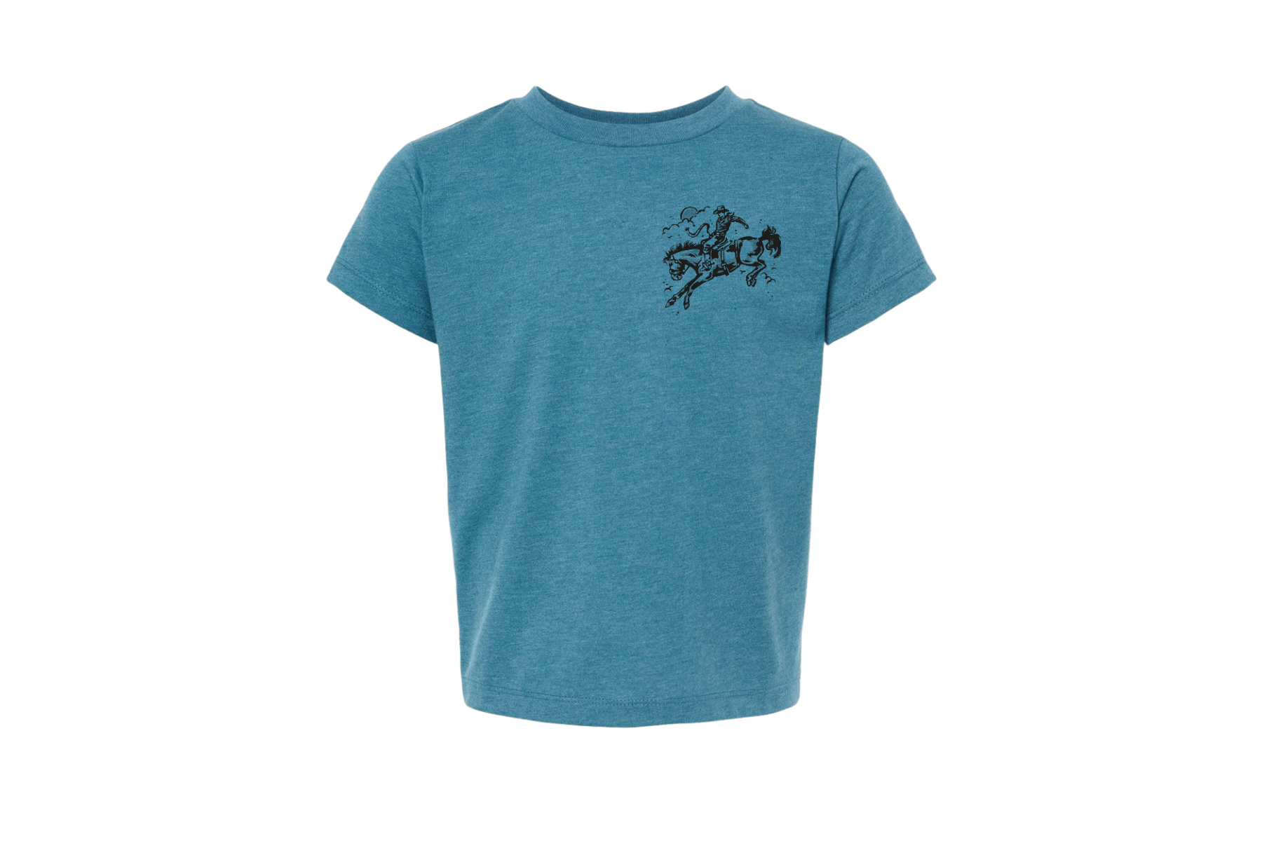 ’Never Be Shaken’ Kids Bronc Rider Tee-Psalm 112:6-8(DeepHeatherTeal)