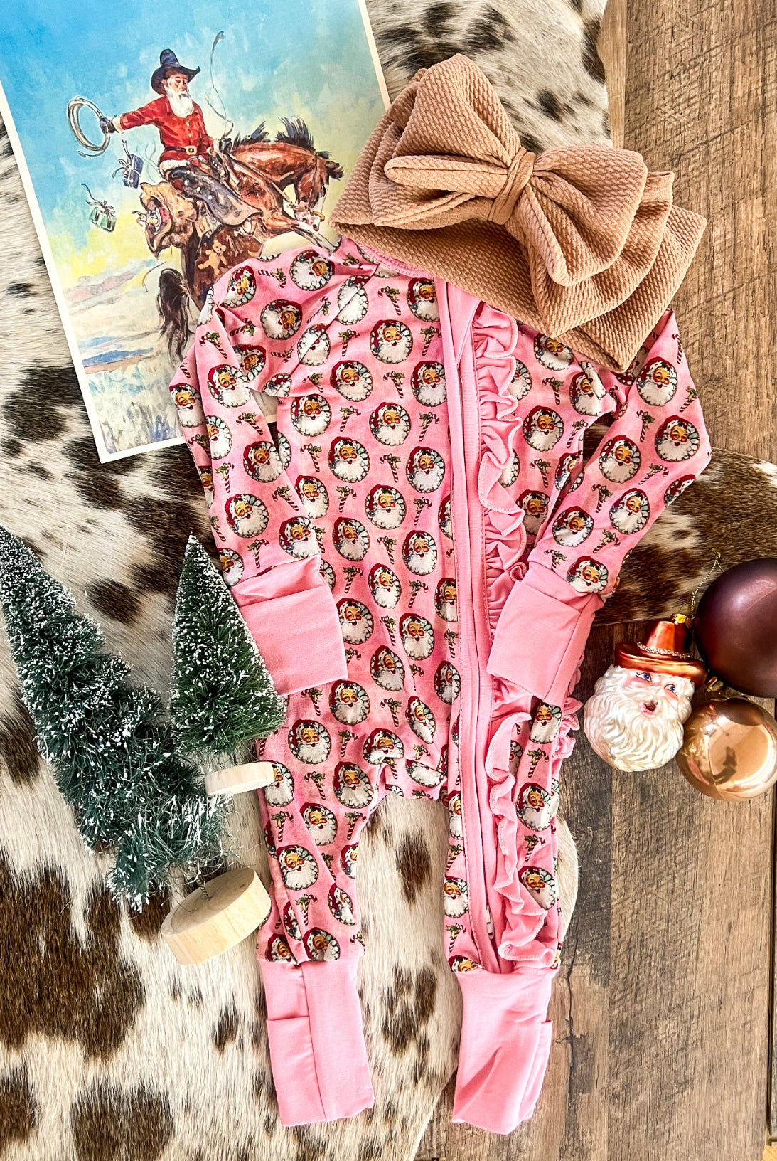 Candy Canes And Santa Christmas Pajamas 0-3m