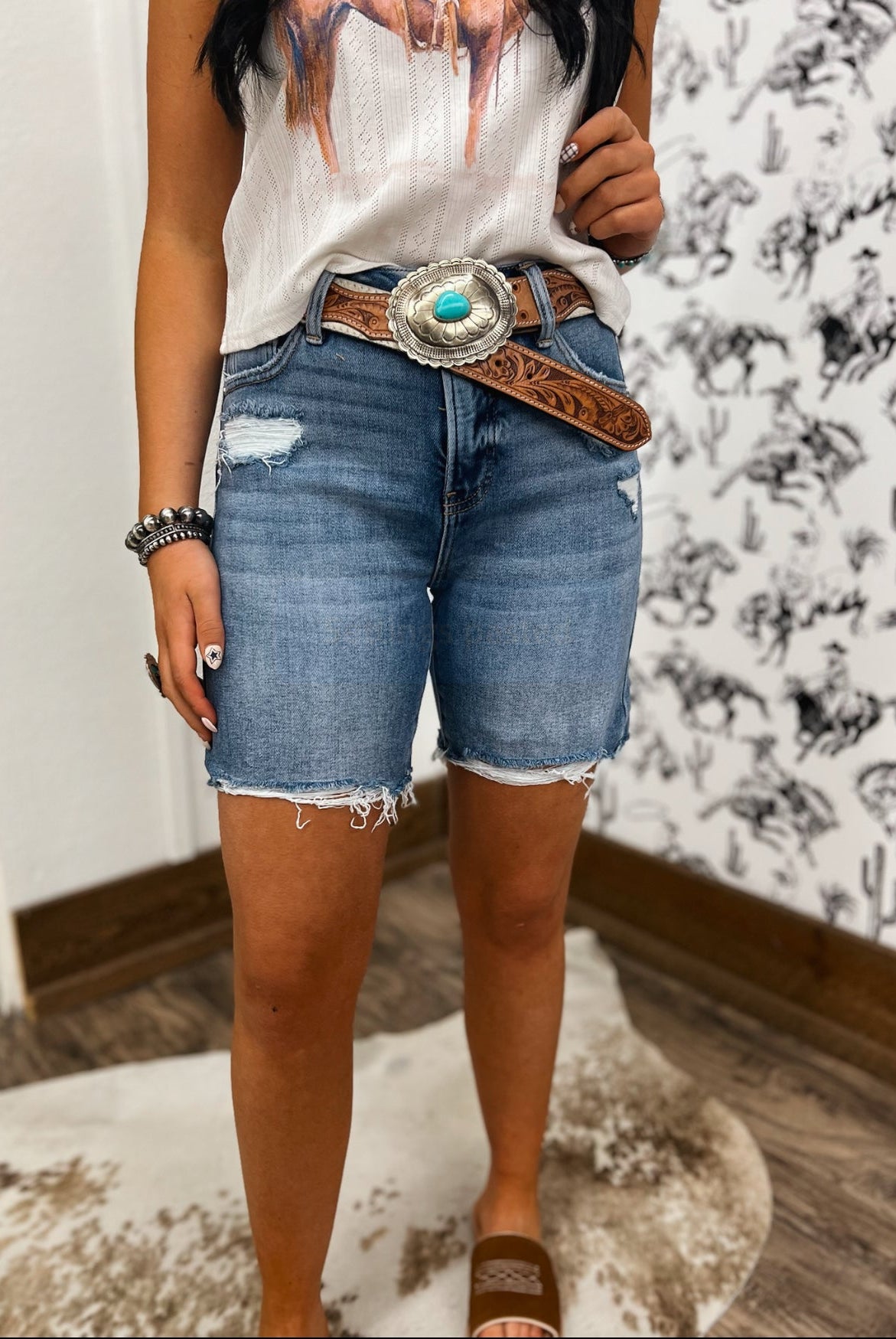 High Rise Loose Fit Denim Shorts (6276)