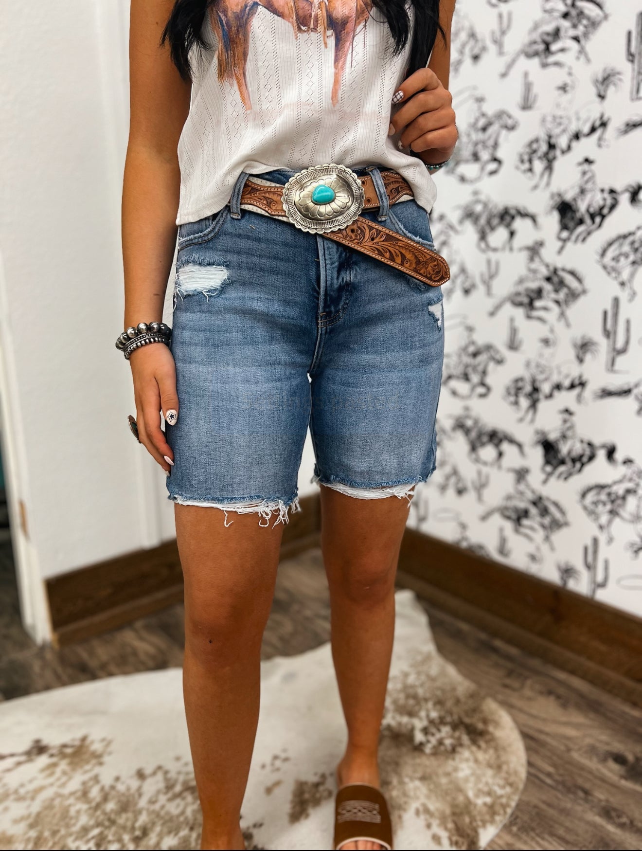 High Rise Loose Fit Denim Shorts (6276)