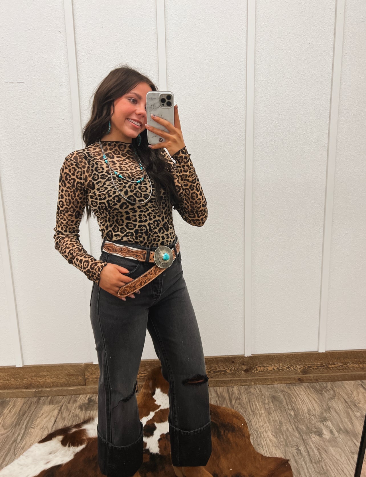 Leopard Babe Mesh Top