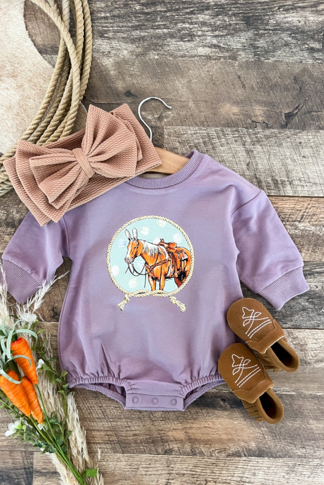 Easter Horse Bubble Romper(Purple)