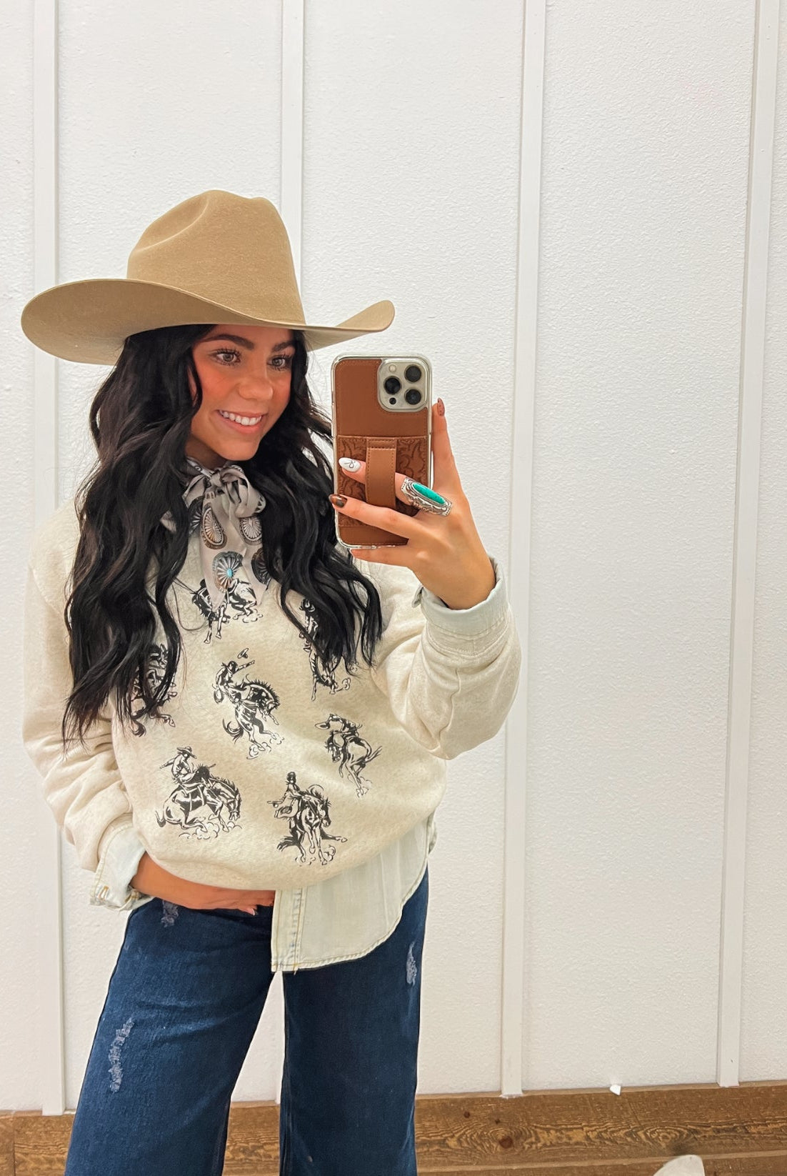 Rowdy Rodeo Tee Or Sweatshirt (Adult)(Heather Cream)
