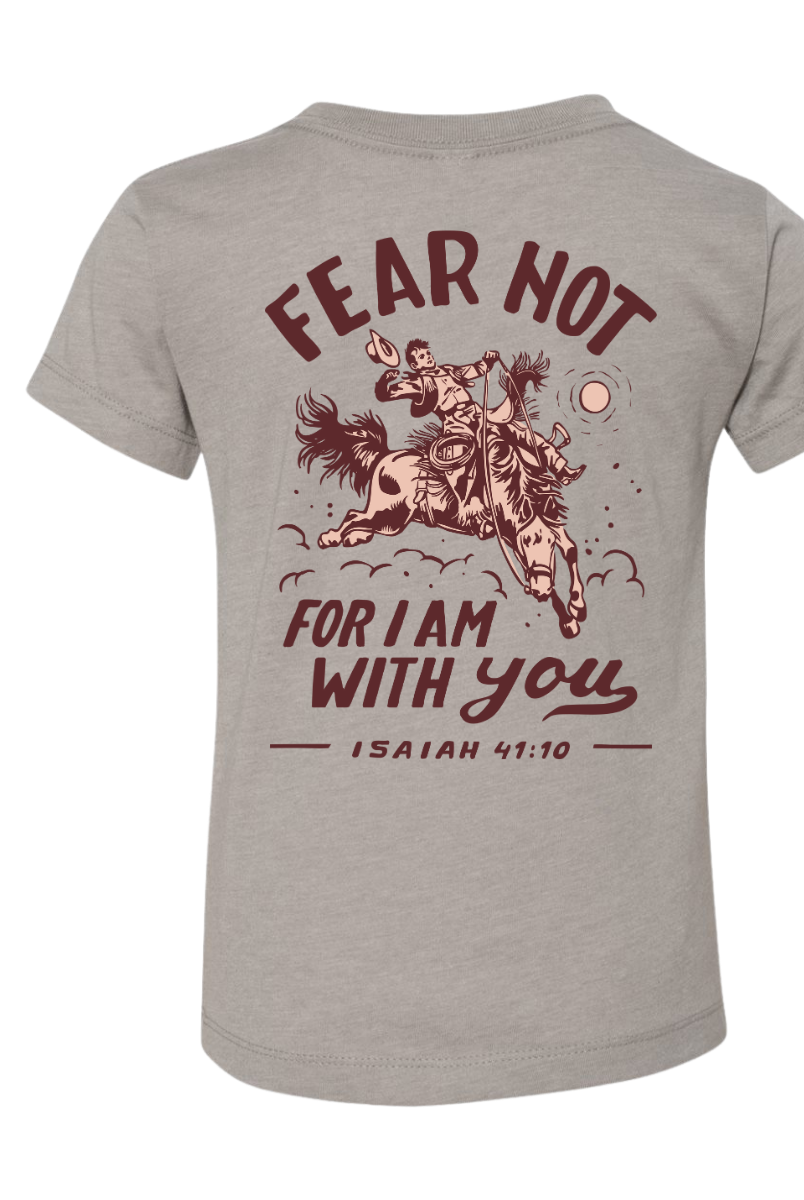 ’Fear Not’ Kids Bronc Rider Tee-Isaiah 41:10(Stone)