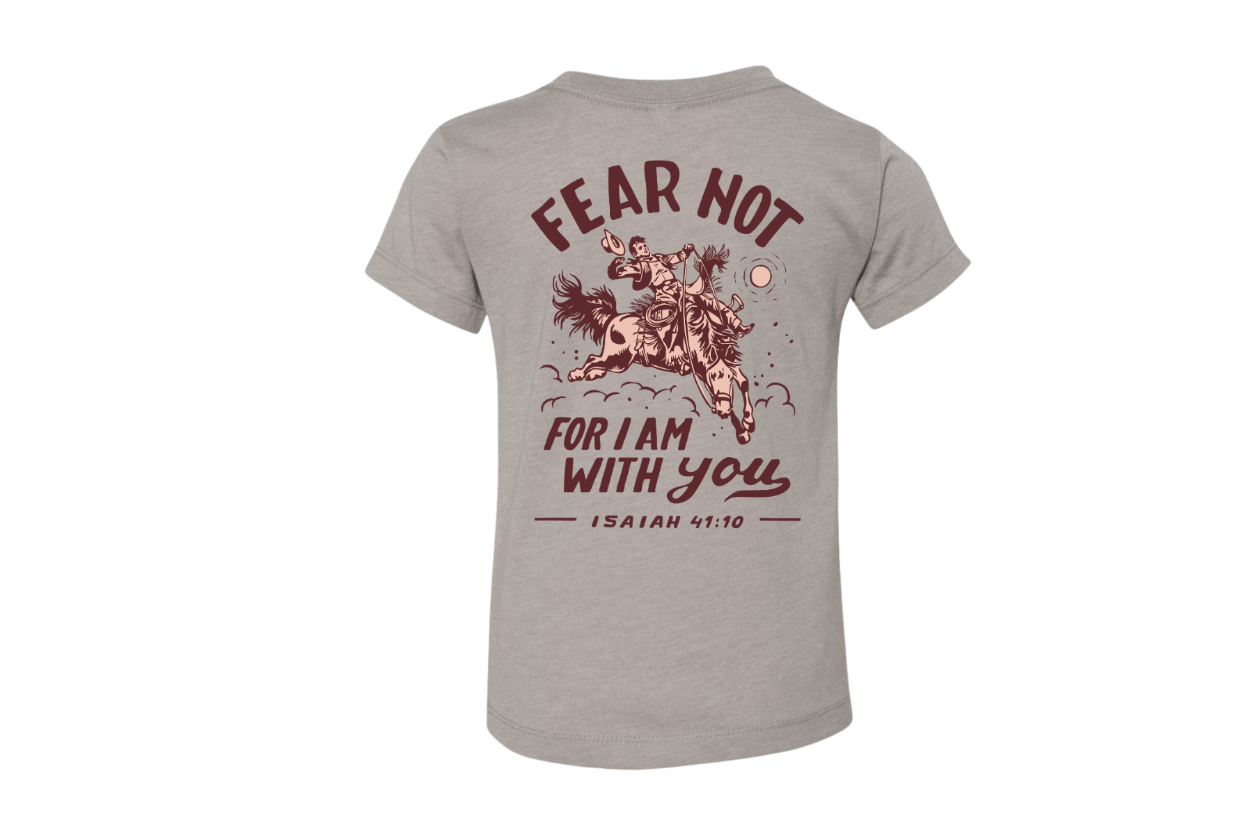 ’Fear Not’ Kids Bronc Rider Tee-Isaiah 41:10(Stone)