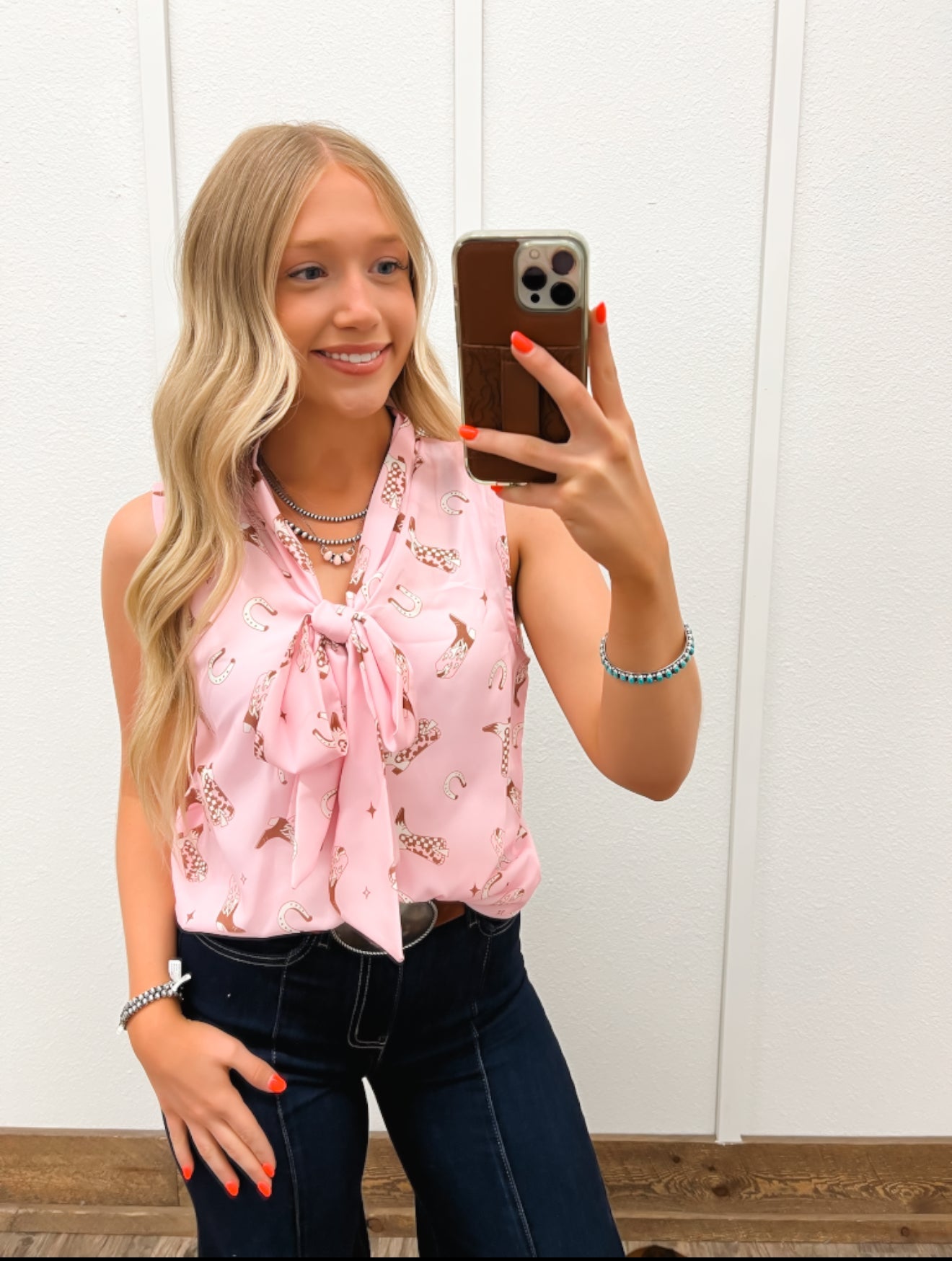 Pink Boot’s Front Tie Vest Top