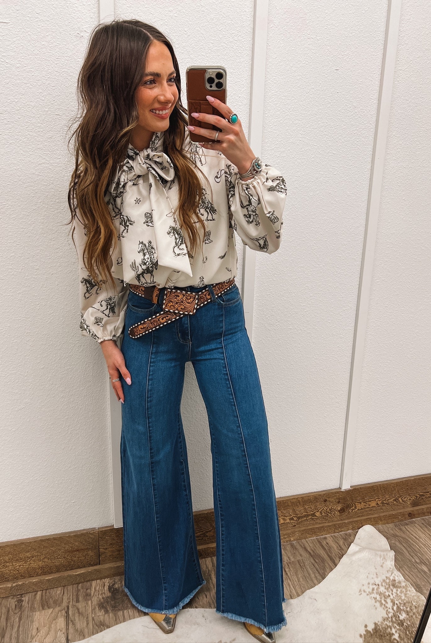 Western Sheriff Cowboy Front Tie Blouse Top