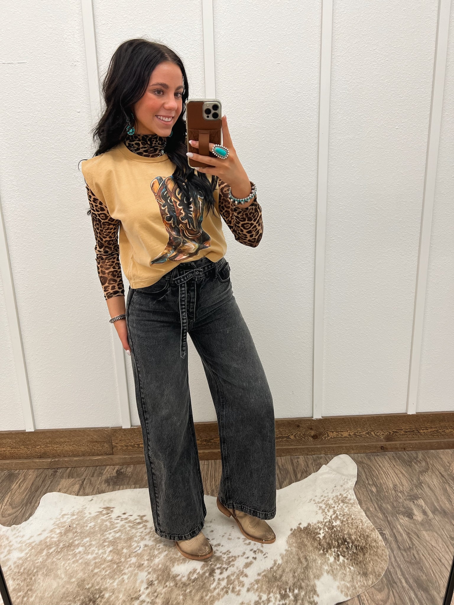 Black High Rise 90’s Wide Leg Denim (7395)