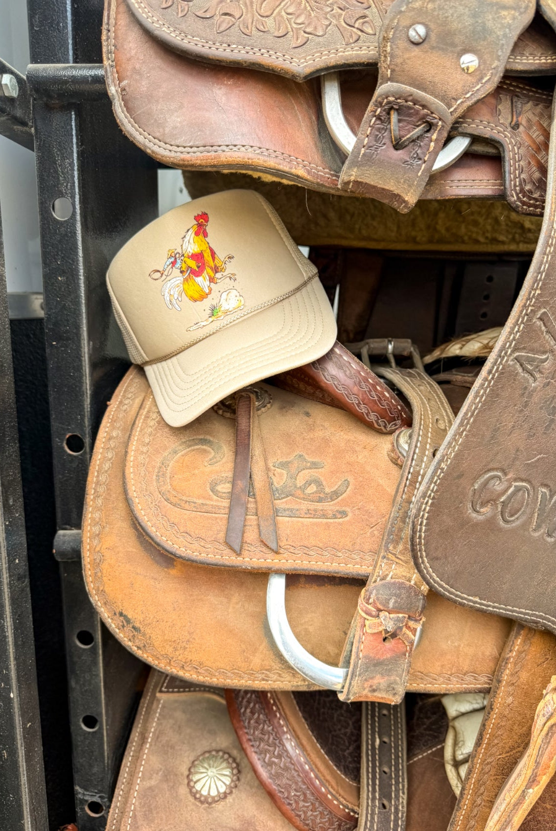 Rank Rooster Trucker Hat (Adult) Tan