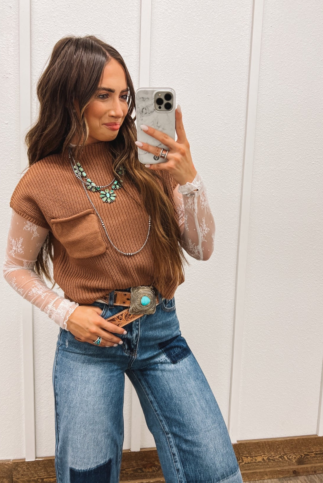 Lasso Knit Sweater Vest (Deep Camel)