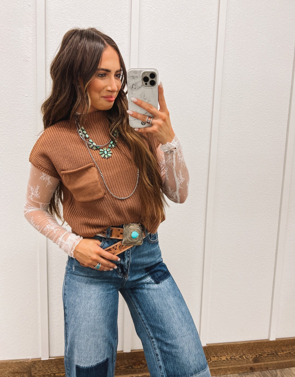 Lasso Knit Sweater Vest (Deep Camel)