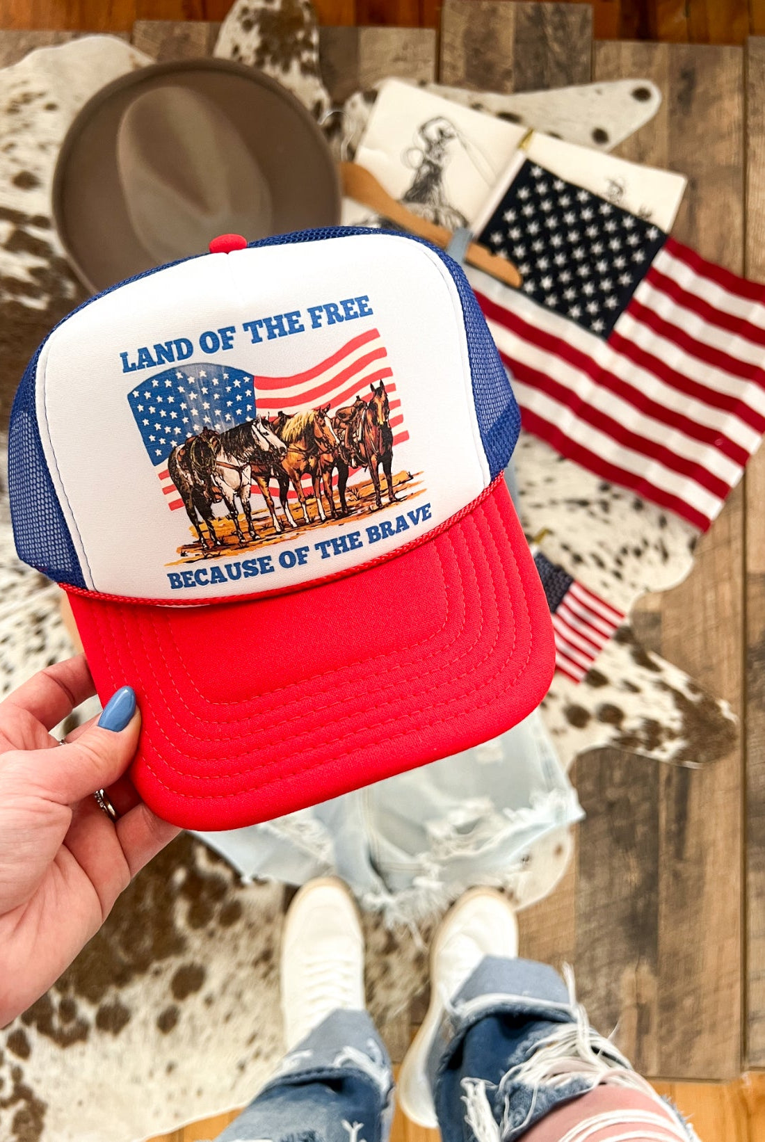 Land Of The Free Trucker Hat (Adult)