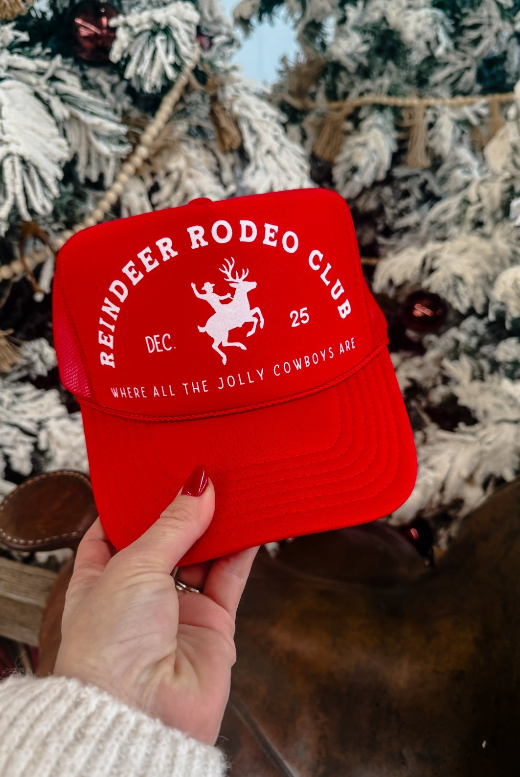 Reindeer Rodeo Christmas Trucker Hat (Adult)