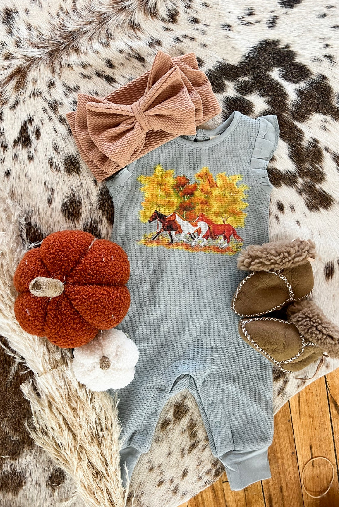Fall Horses RUFFLE Romper(little kid)
