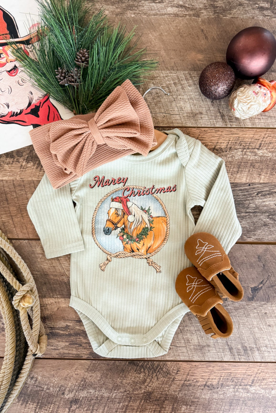 Marey Christmas Design (Onesie/ Tee -)Infant/toddler/youth(green)