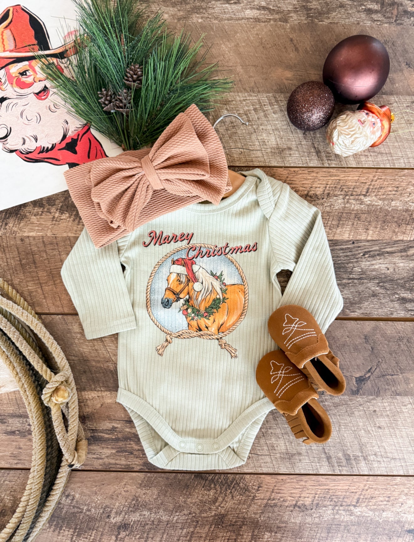 Marey Christmas Design (Onesie/ Tee -)Infant/toddler/youth(green)