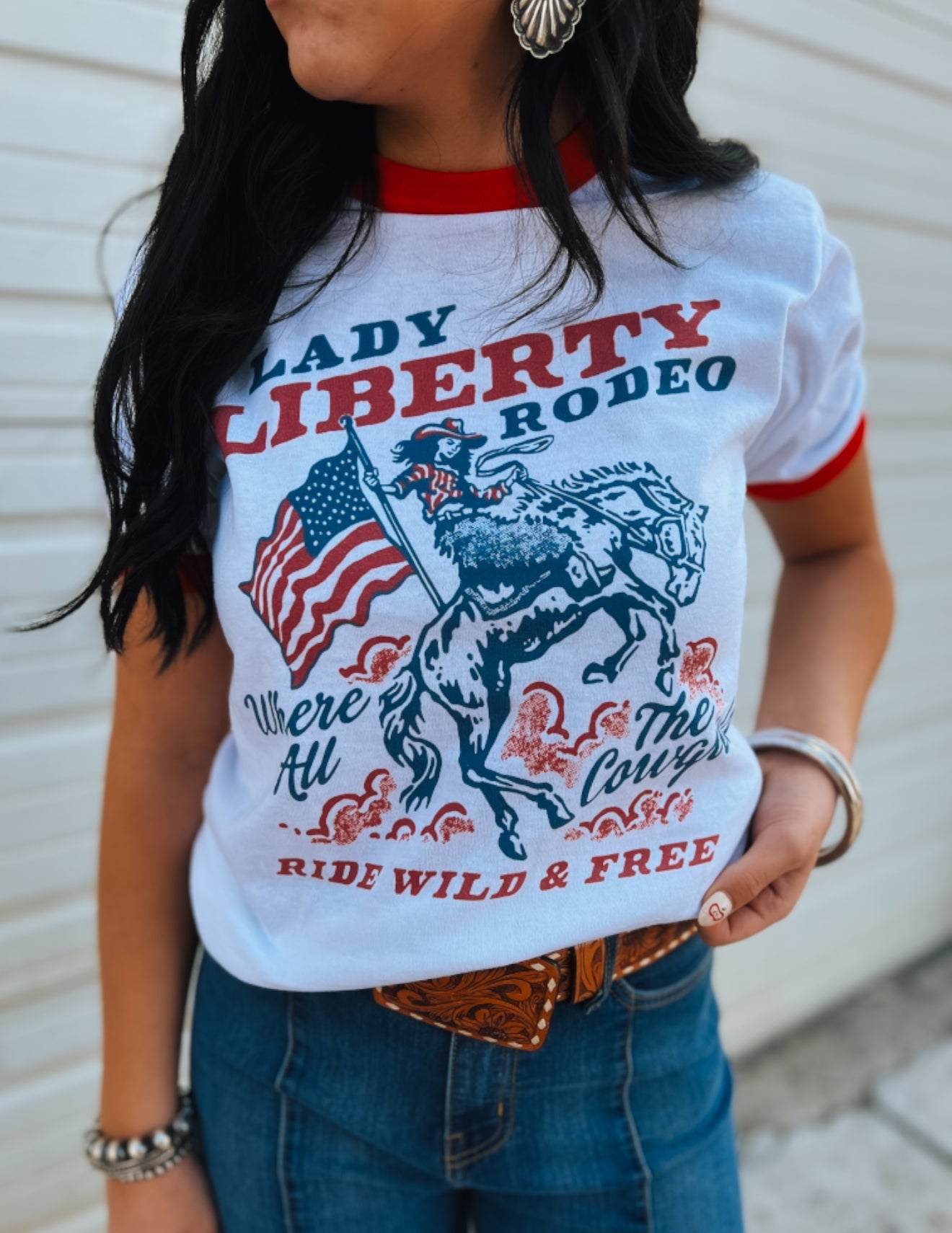 Lady Liberty Rodeo Ringer Tee