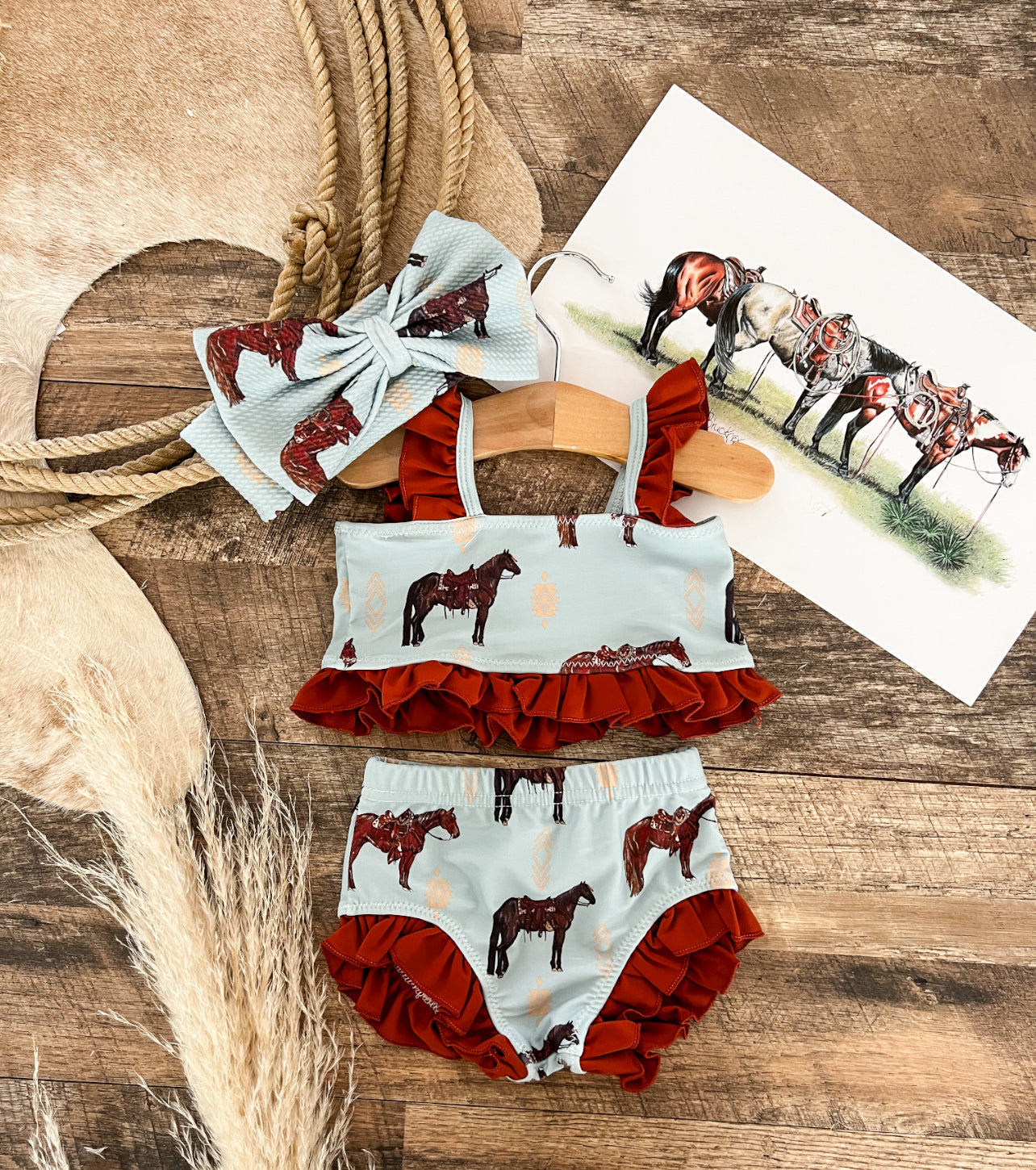 The Boys Ruffle Two Piece Swimsuit (Minis) (blue)