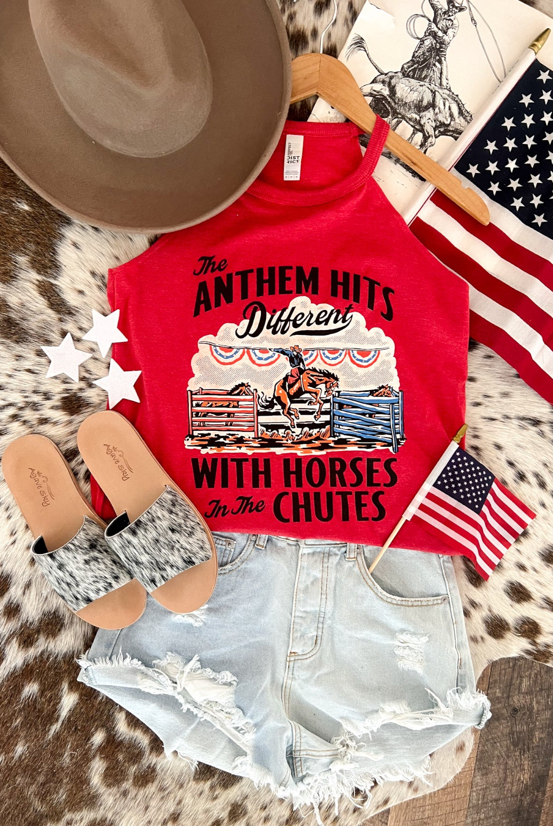 Western 4th Of July-Anthem Hits Different Tank(Red)