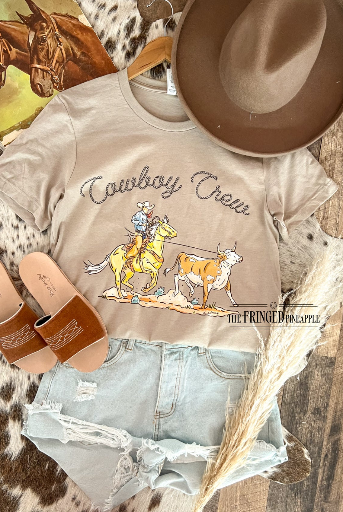 Cowboy Crew Sweatshirt or Tee(mocha)