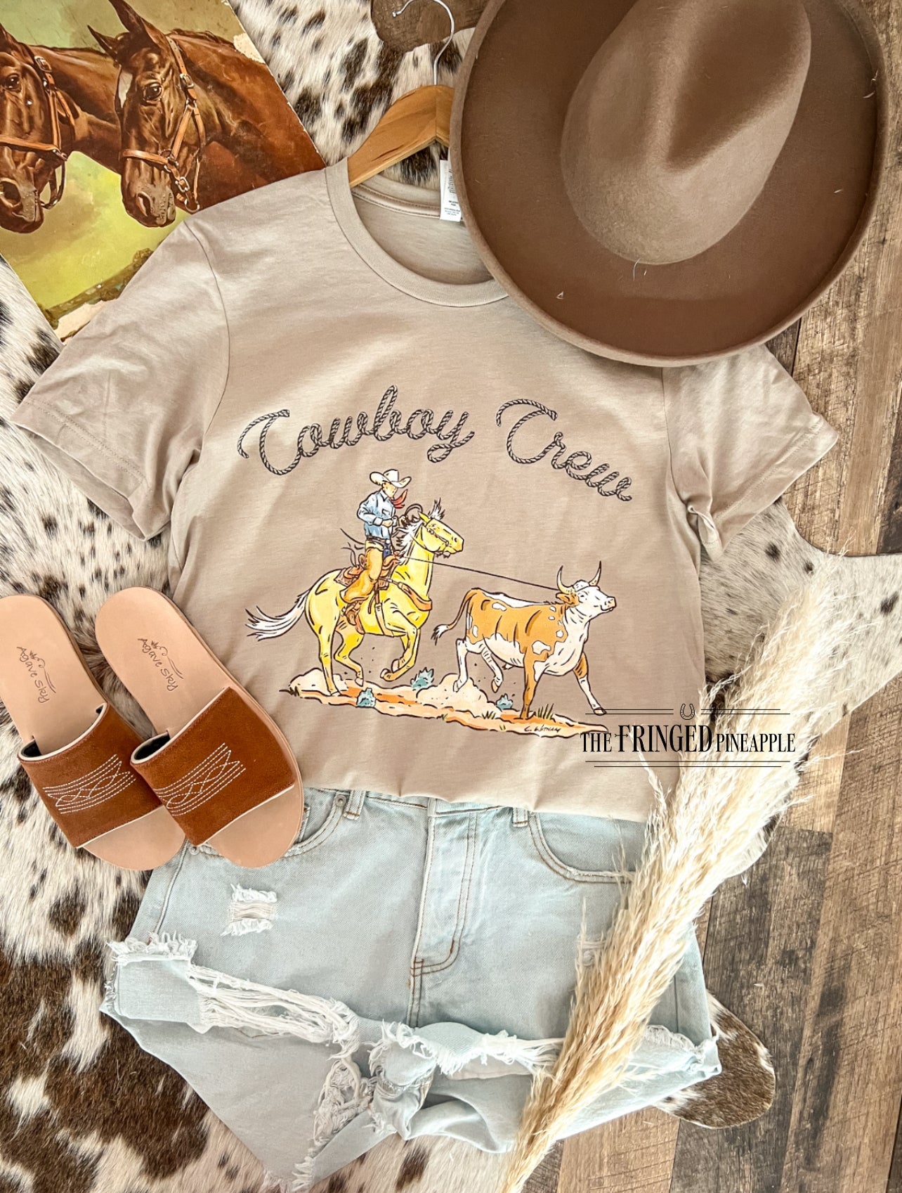 Cowboy Crew Sweatshirt or Tee(mocha)