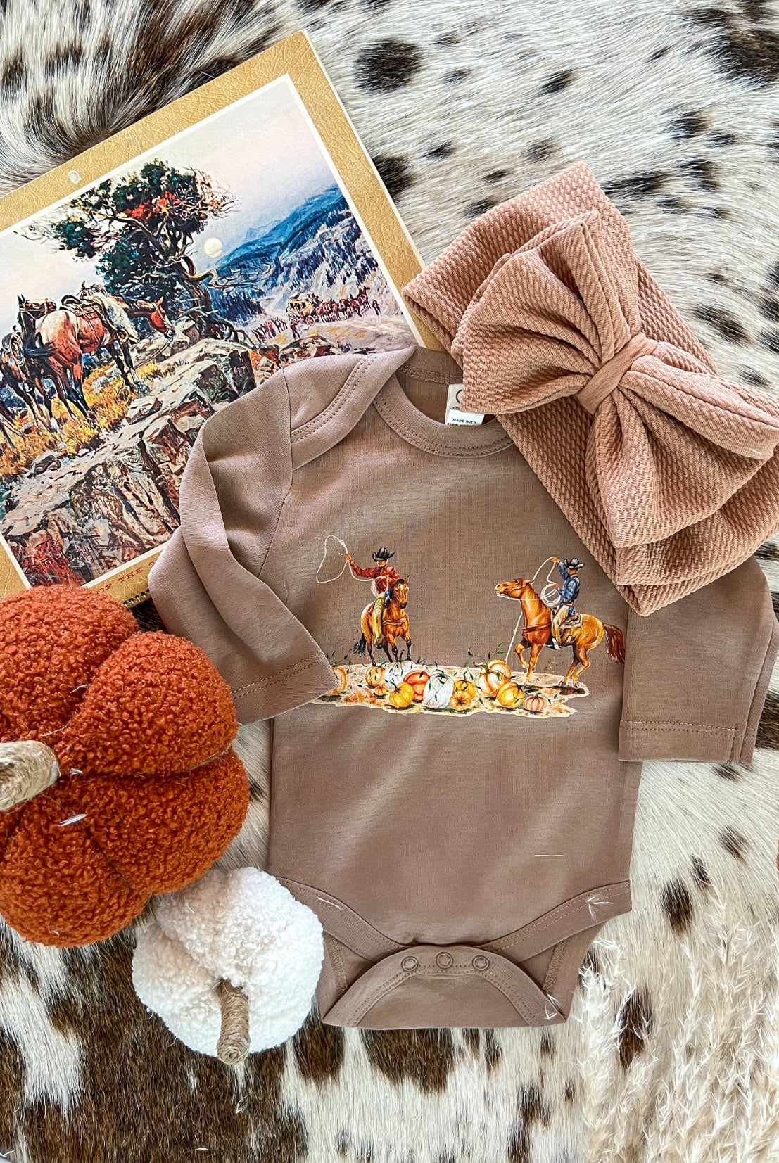 Fall Gathering Longsleeve Onesie(little kid)(truffle)