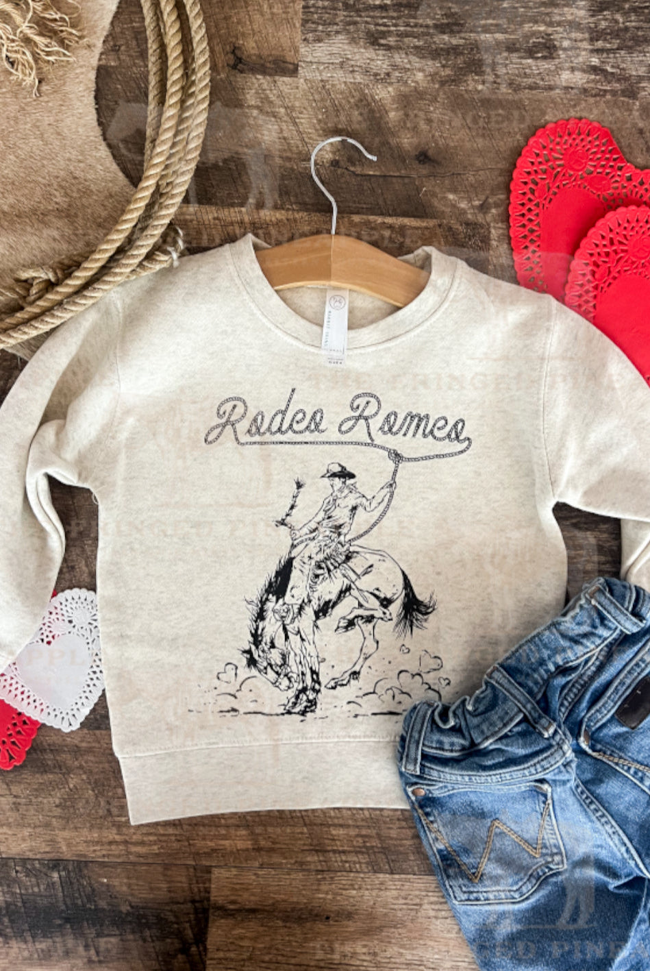 Rodeo Romeo Valentines Sweatshirt(Infant/Toddler/Youth)(Cream)