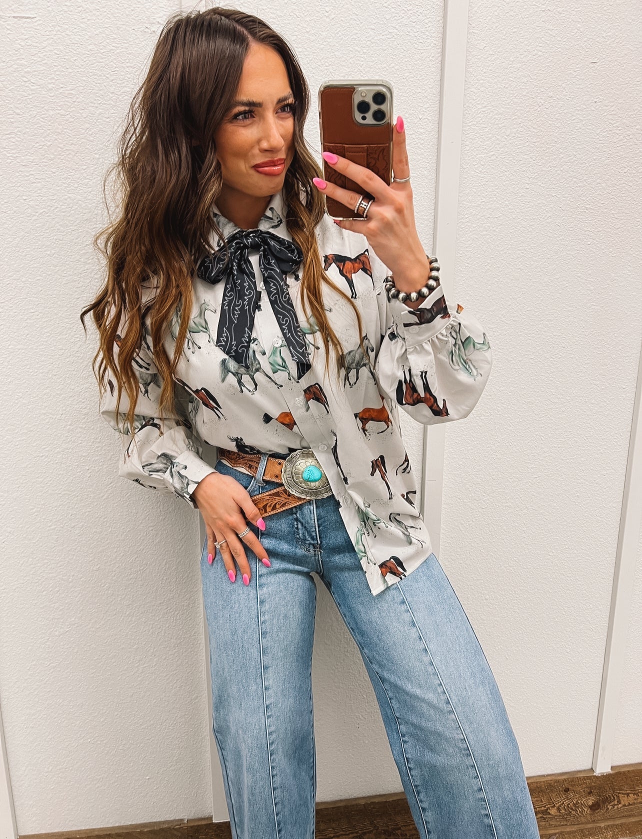 Horses On The Run Button Up Top