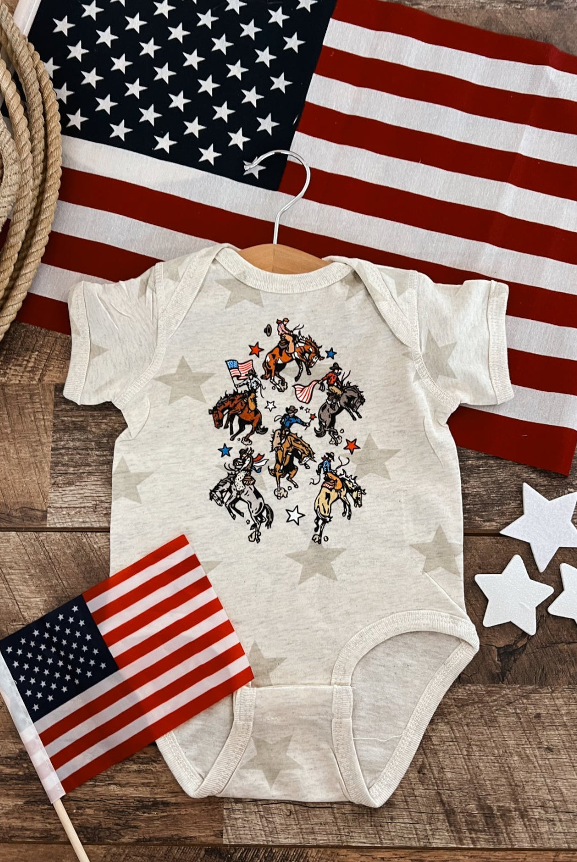 Freedom Cowboys -Cream Stars Infant (onesie)/Toddler (tee)