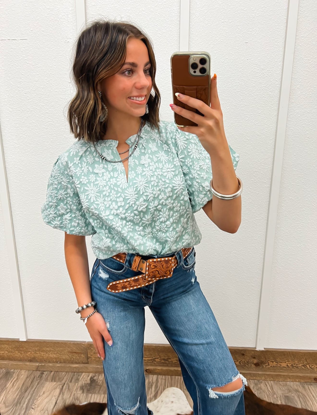 Farmers Daughter Top (Sage) Tops -Blouses