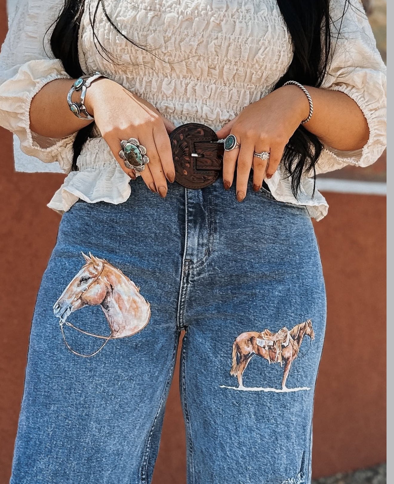 Horse Denim Denin Days Cuff High Rise Wide Leg(P2069)