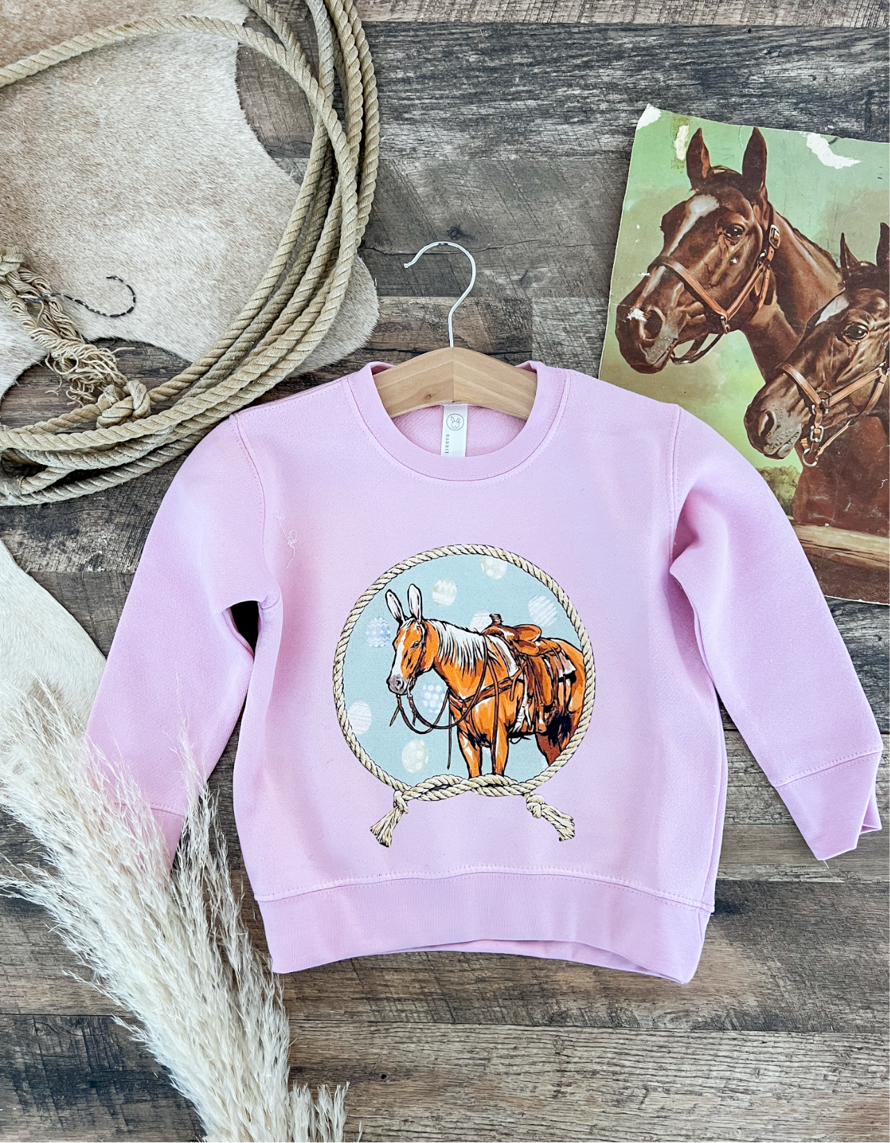Easter Horse Sweatshirt(Infant/Toddler/Youth)(pink)