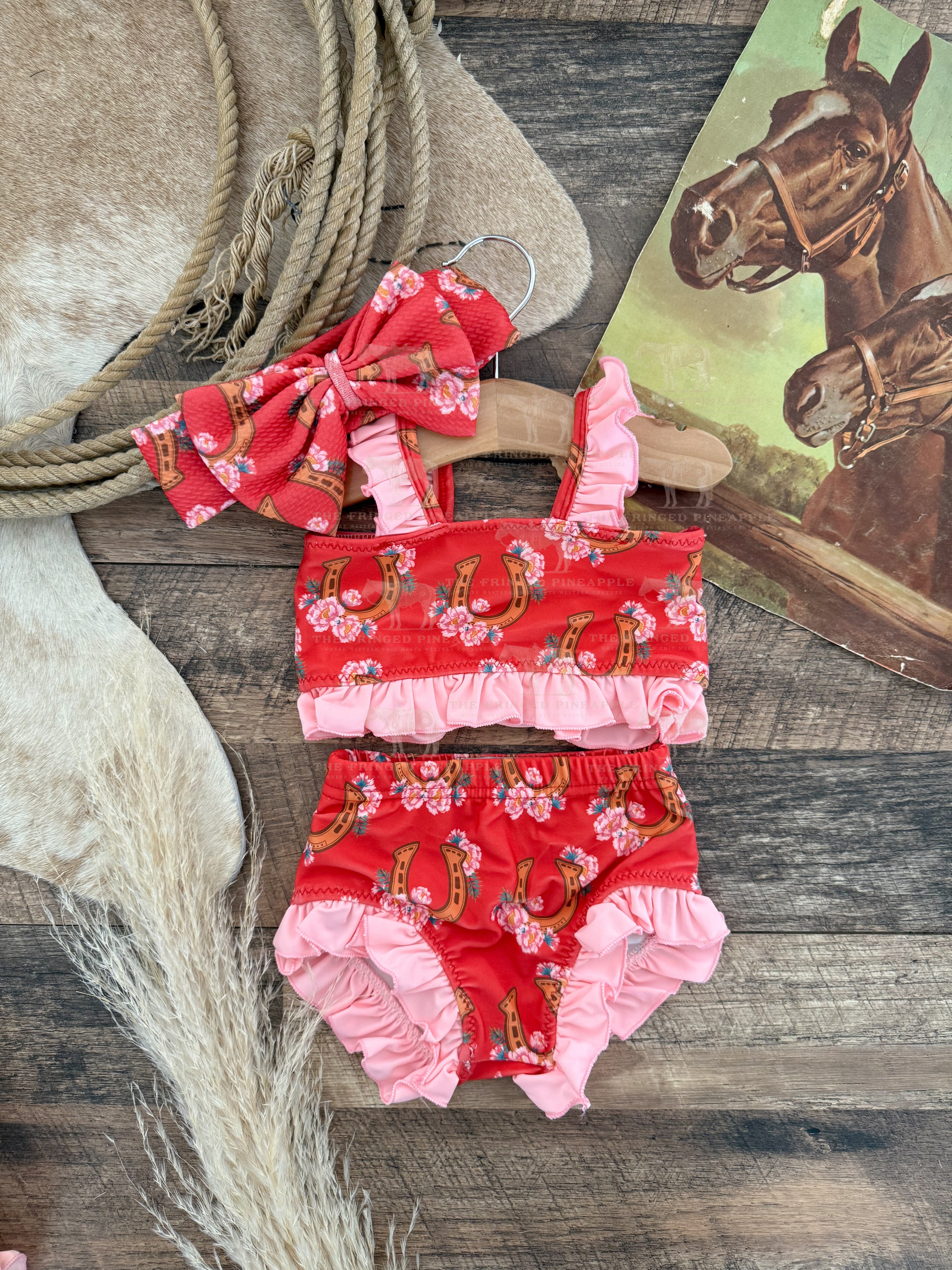 Wildflower Horseshoe Two Piece Ruffle Swimsuit (Minis)