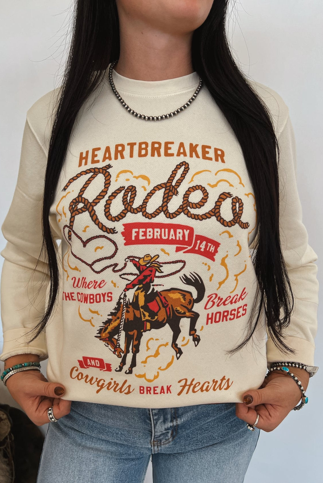 Heartbreaker Rodeo (red) Sweatshirt or Tee (Cream)