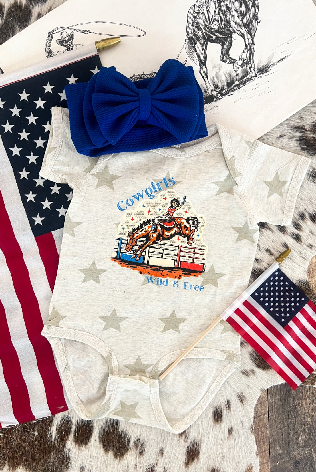 Cowgirls Wild And Free Cream Stars(Infant/Toddler)