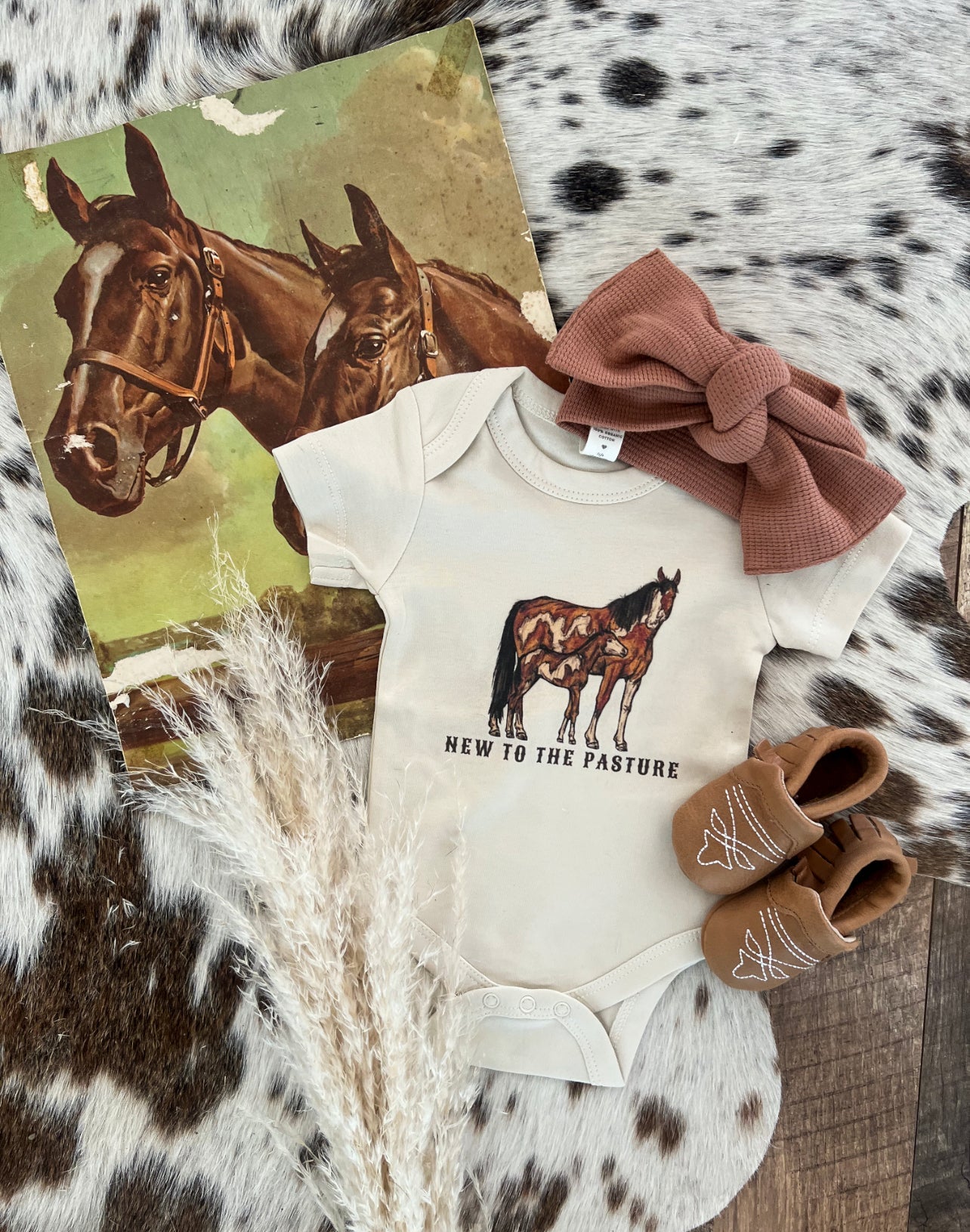 New To The Pasture Onesie (little kid)(cream)