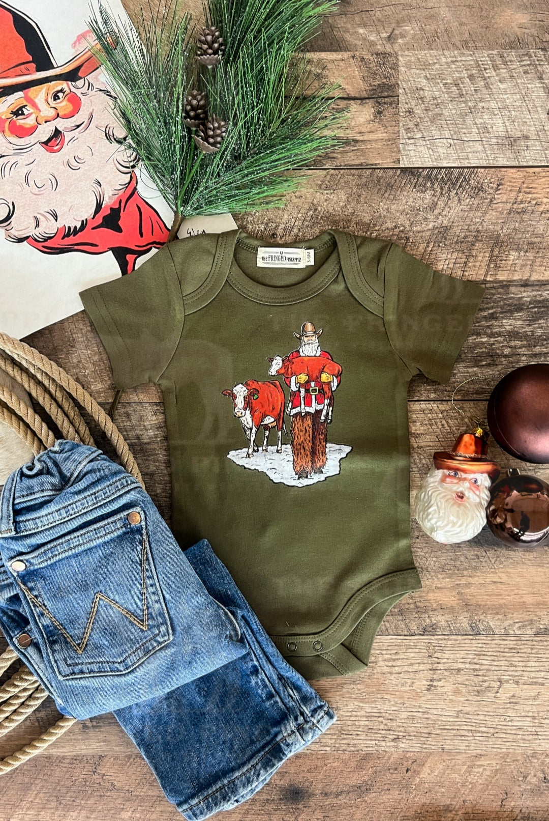 I Always Knew Santa Was A Rancher Design (Onesie/Youth Tee)(Army)