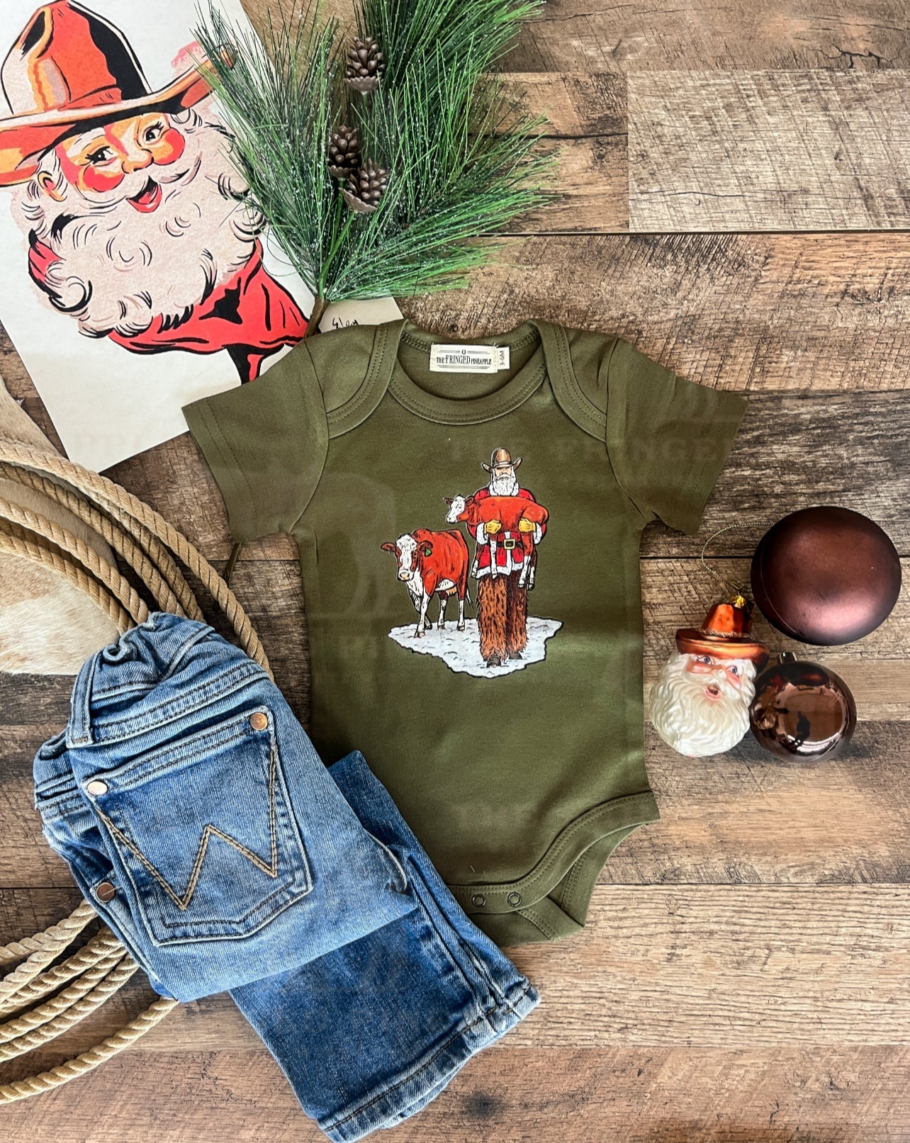 I Always Knew Santa Was A Rancher Design (Onesie/Youth Tee)(Army)