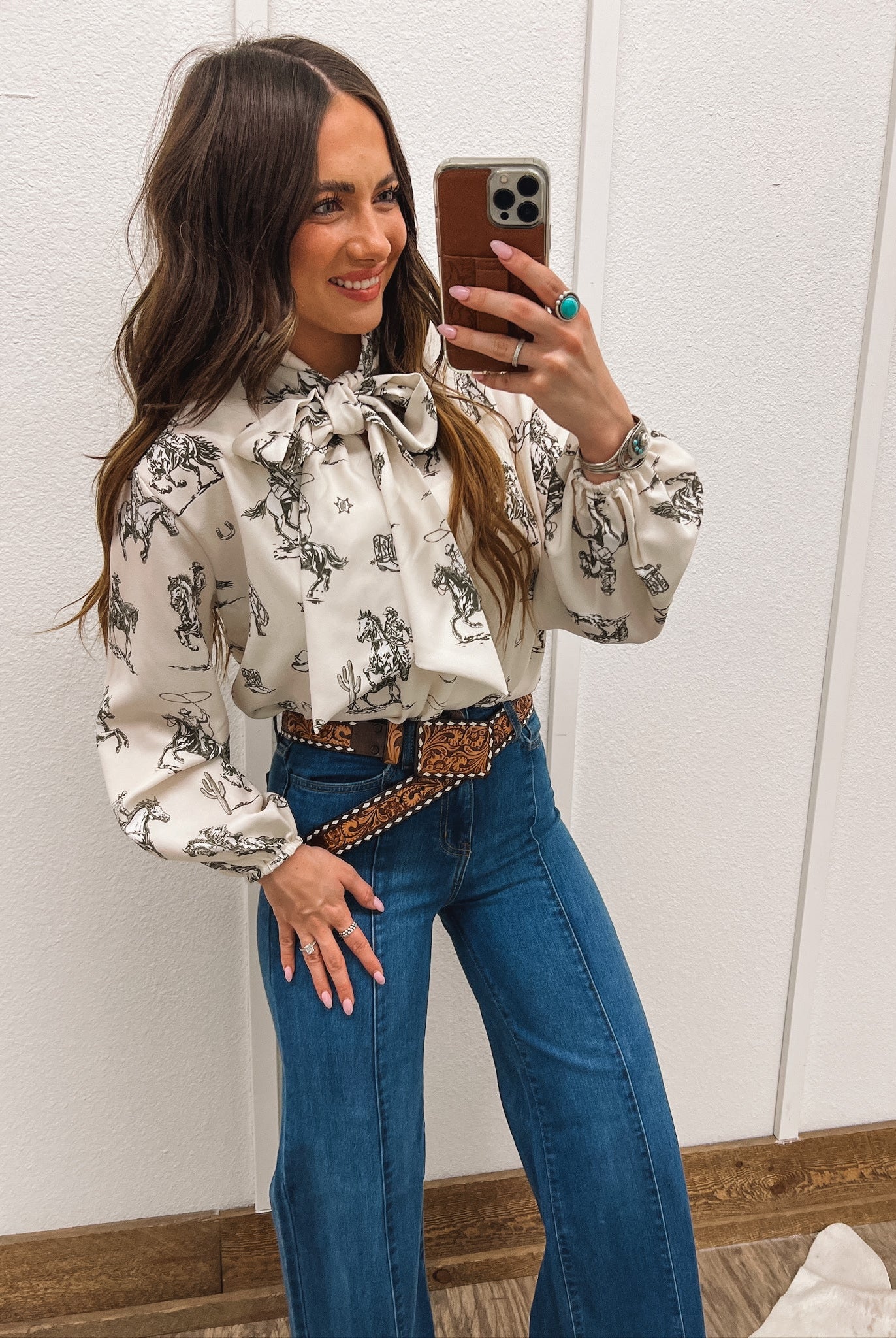 Western Sheriff Cowboy Front Tie Blouse Top