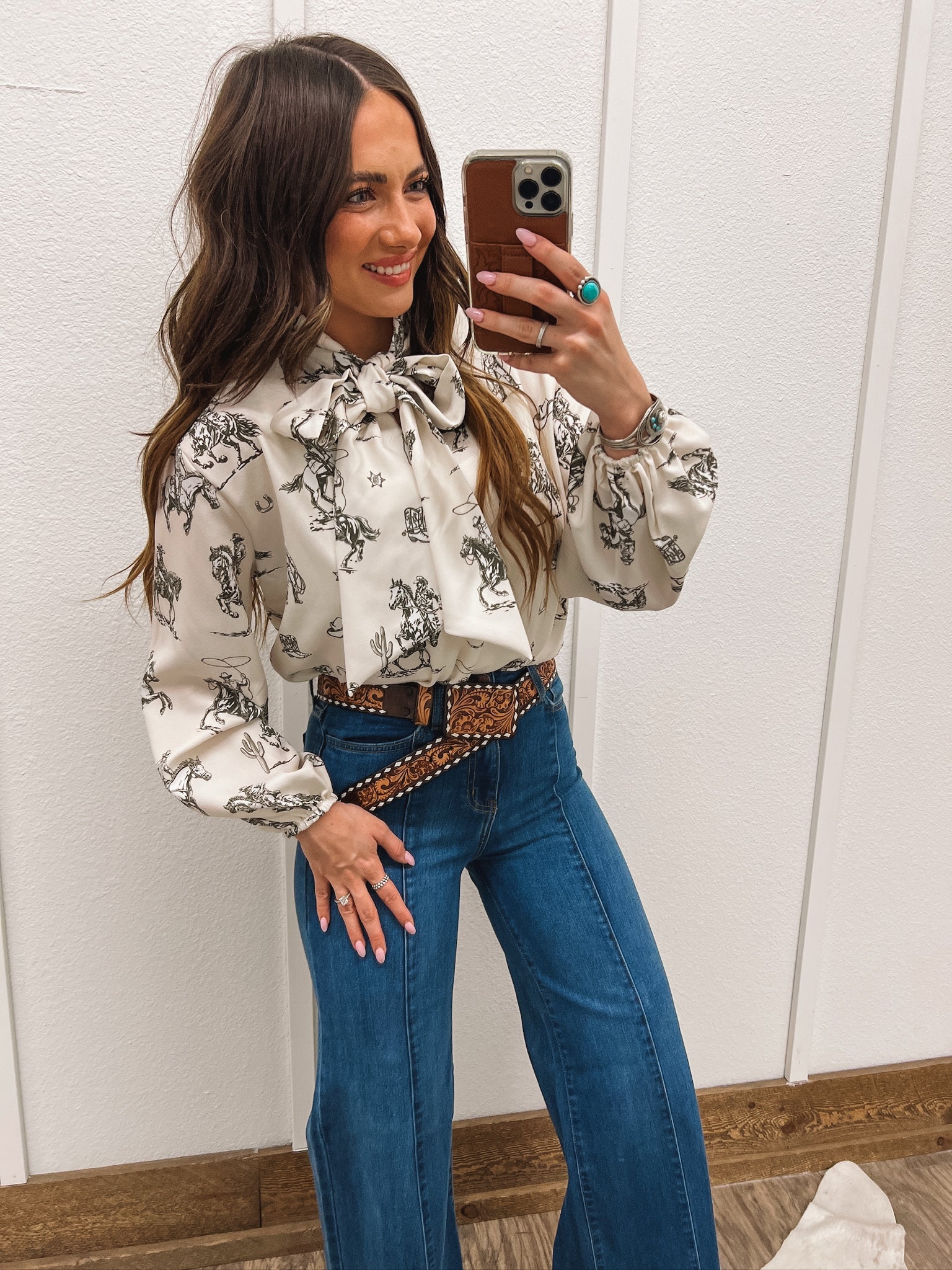 Western Sheriff Cowboy Front Tie Blouse Top