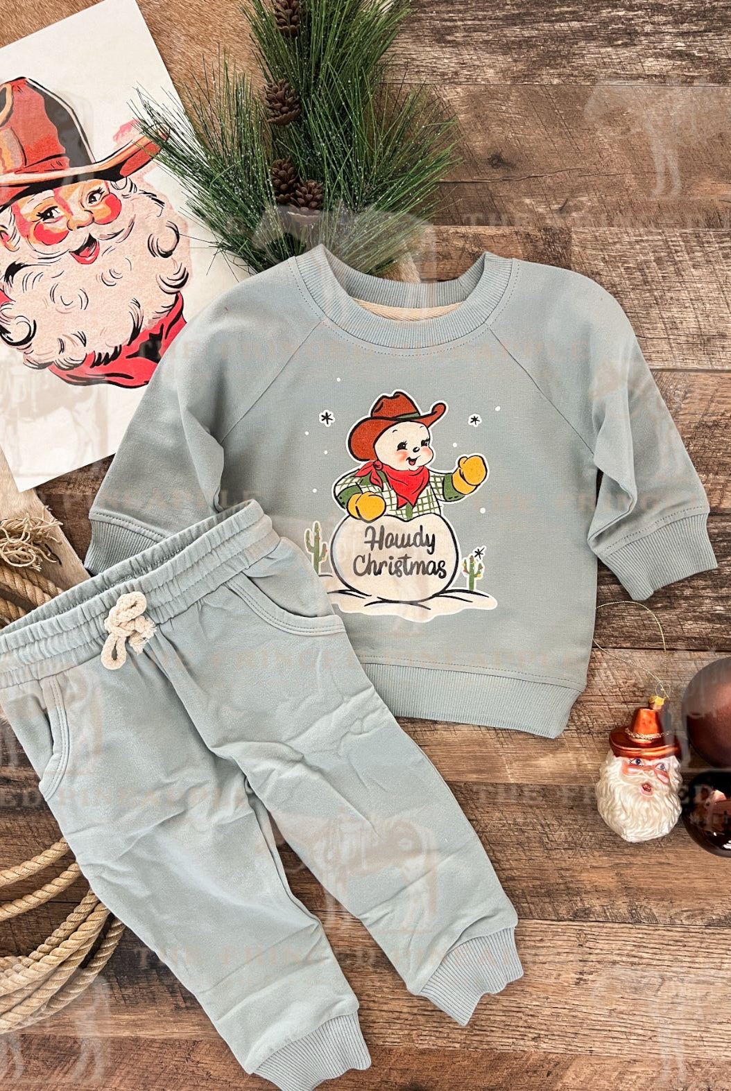 Howdy Snowman Lounge Set(Infant/Toddler)(Aqua blue)