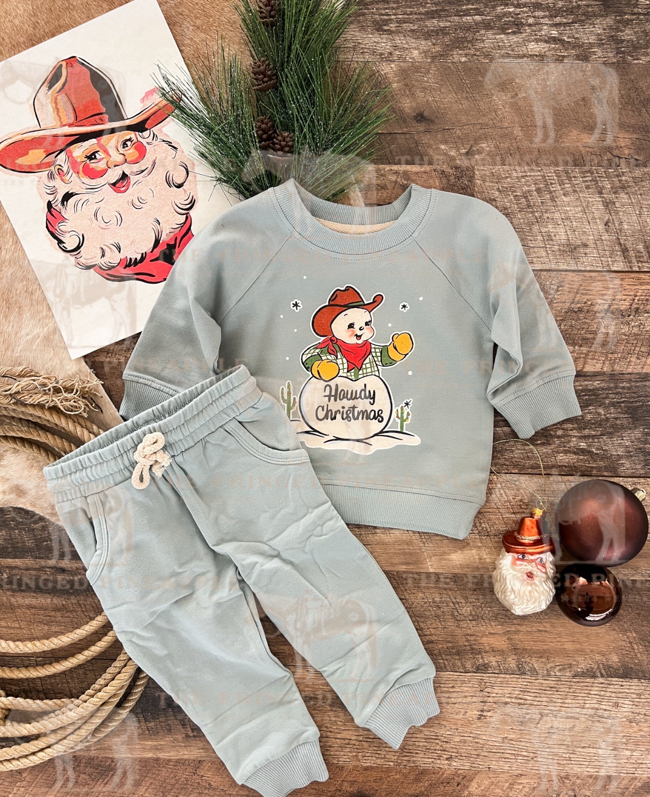 Howdy Snowman Lounge Set(Infant/Toddler)(Aqua blue)