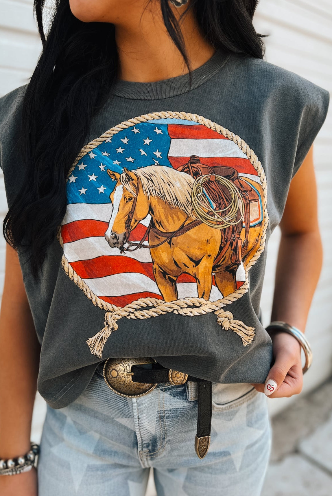 Stars Stripes & Rope Horse Muscle Tank