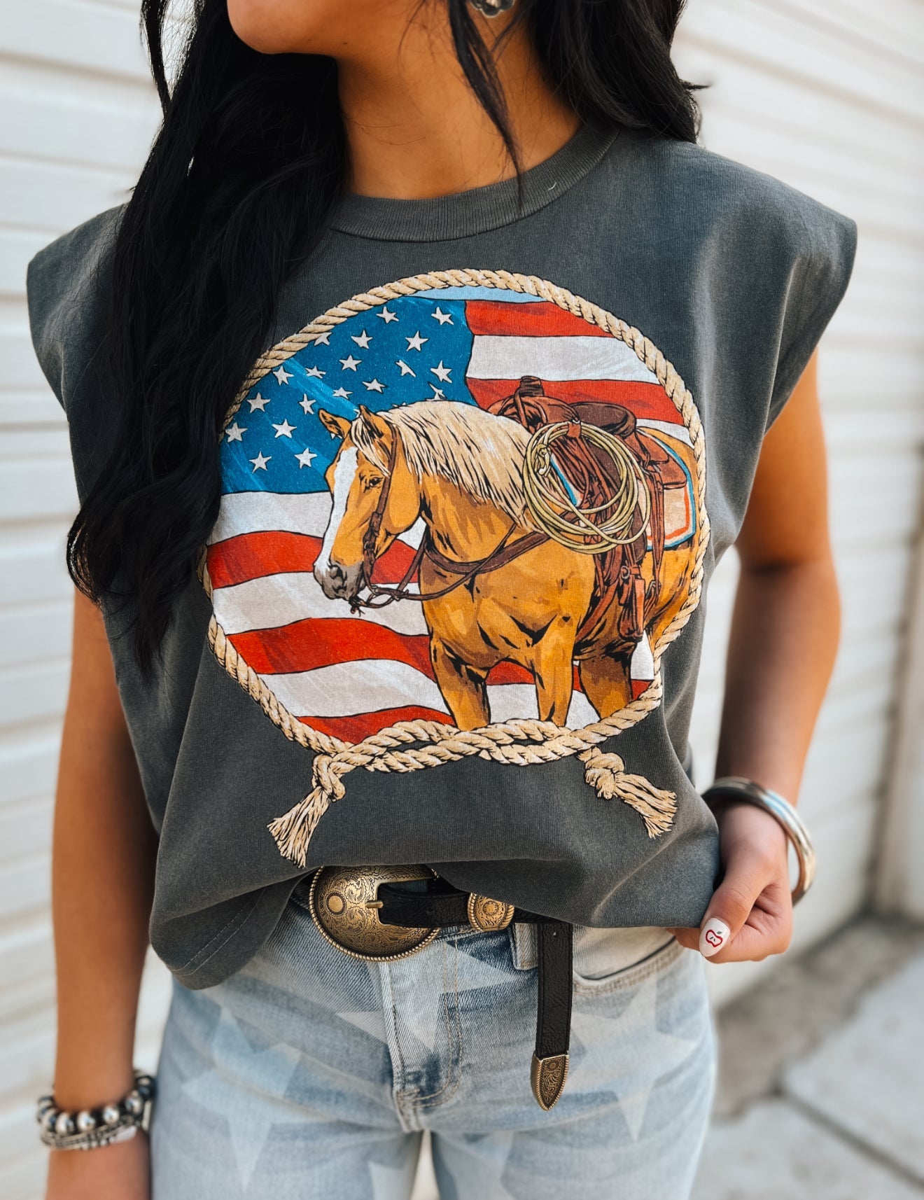 Stars Stripes & Rope Horse Muscle Tank