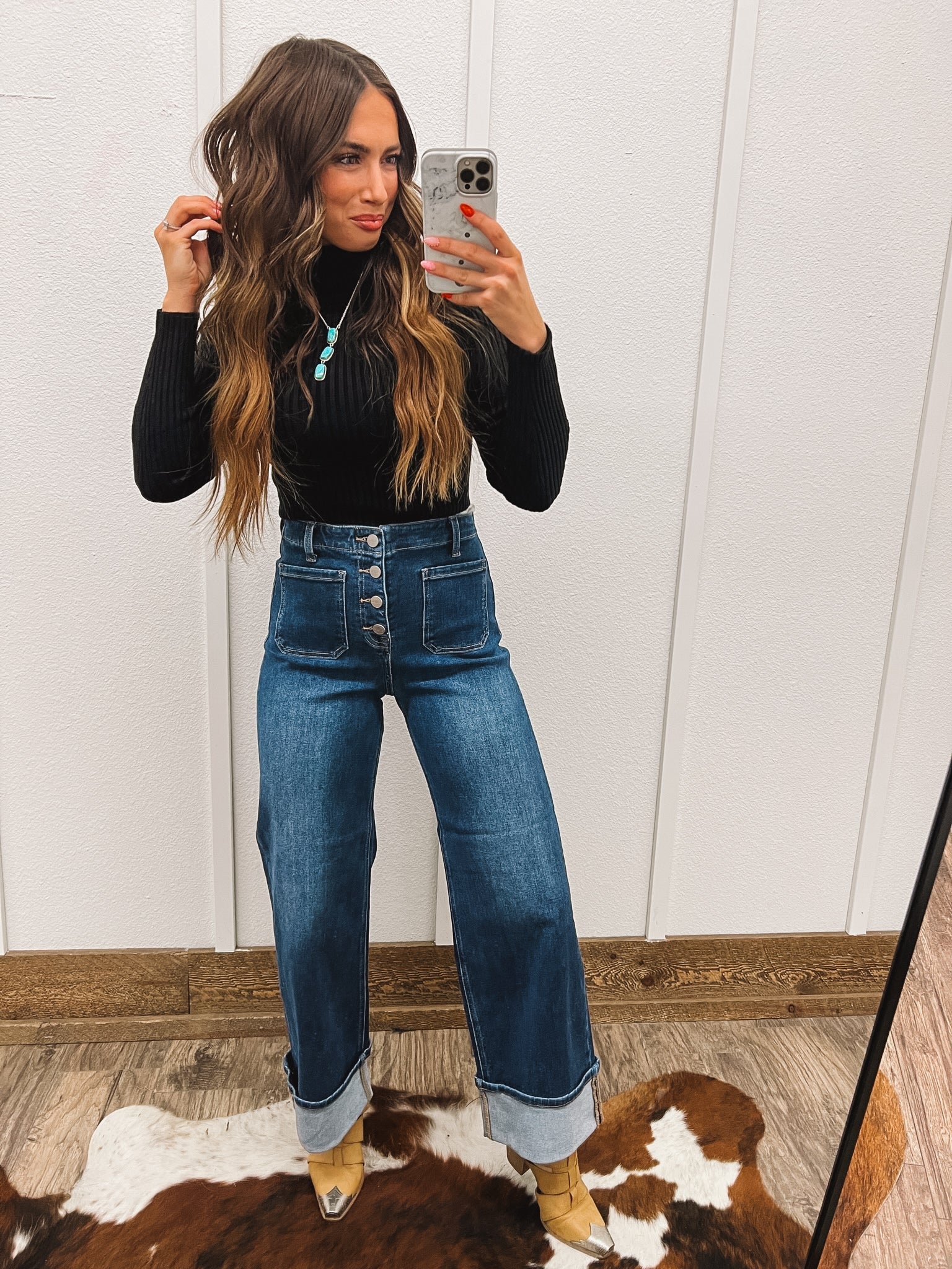 Texas High Rise Cuffed Denim (P5965)