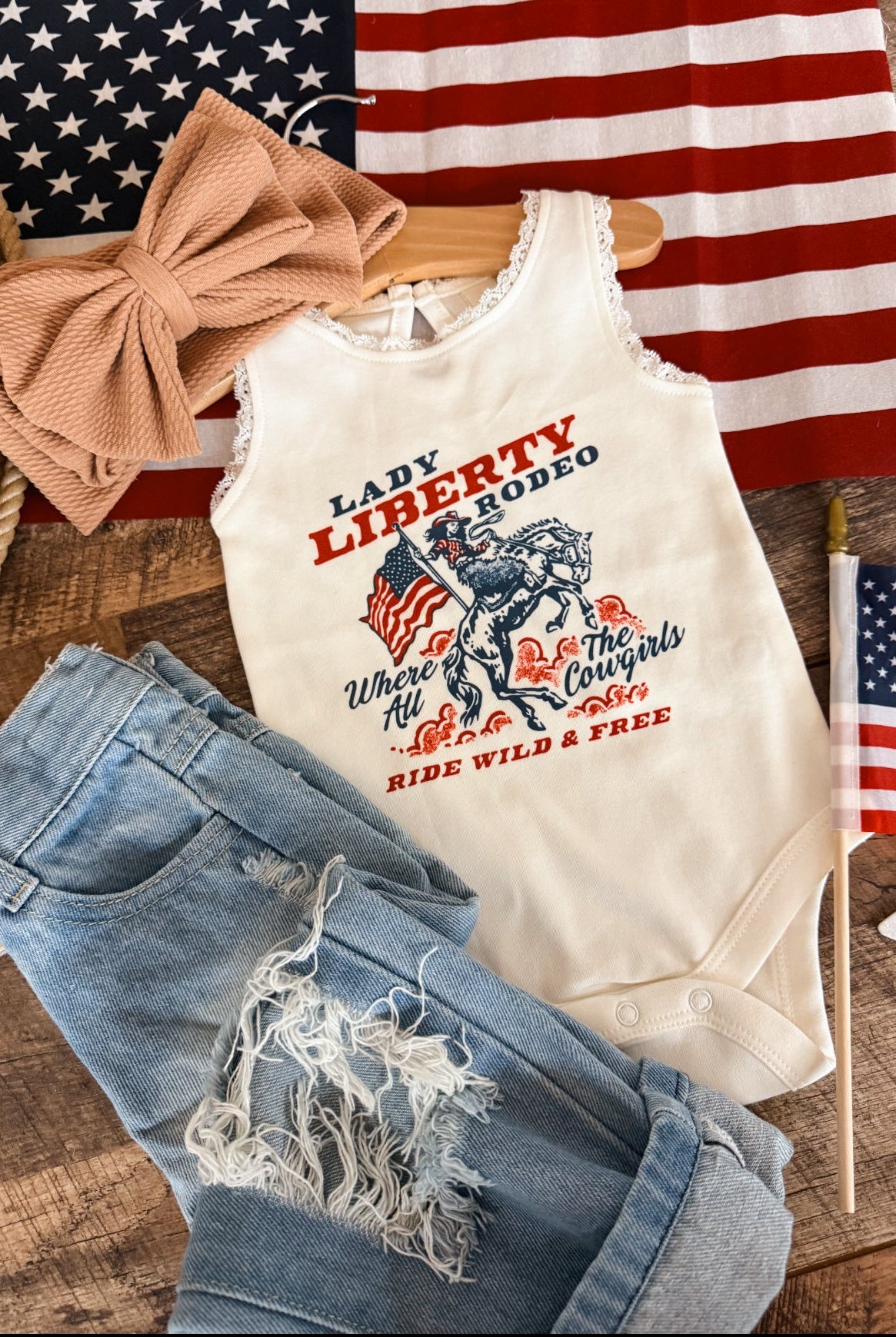 Lady Liberty Lace Tank Onesie