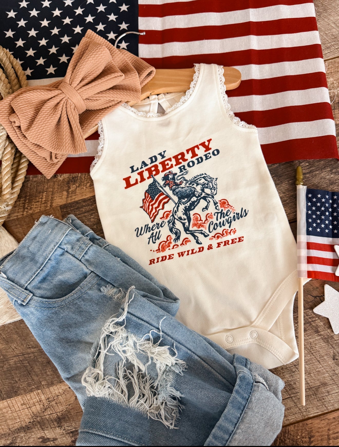 Lady Liberty Lace Tank Onesie