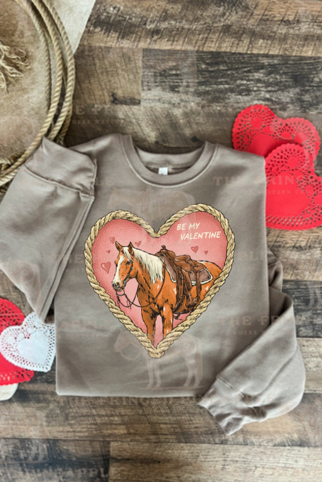 Heart Horse Valentines Tee or Sweatshirt (Adult)(Mocha)